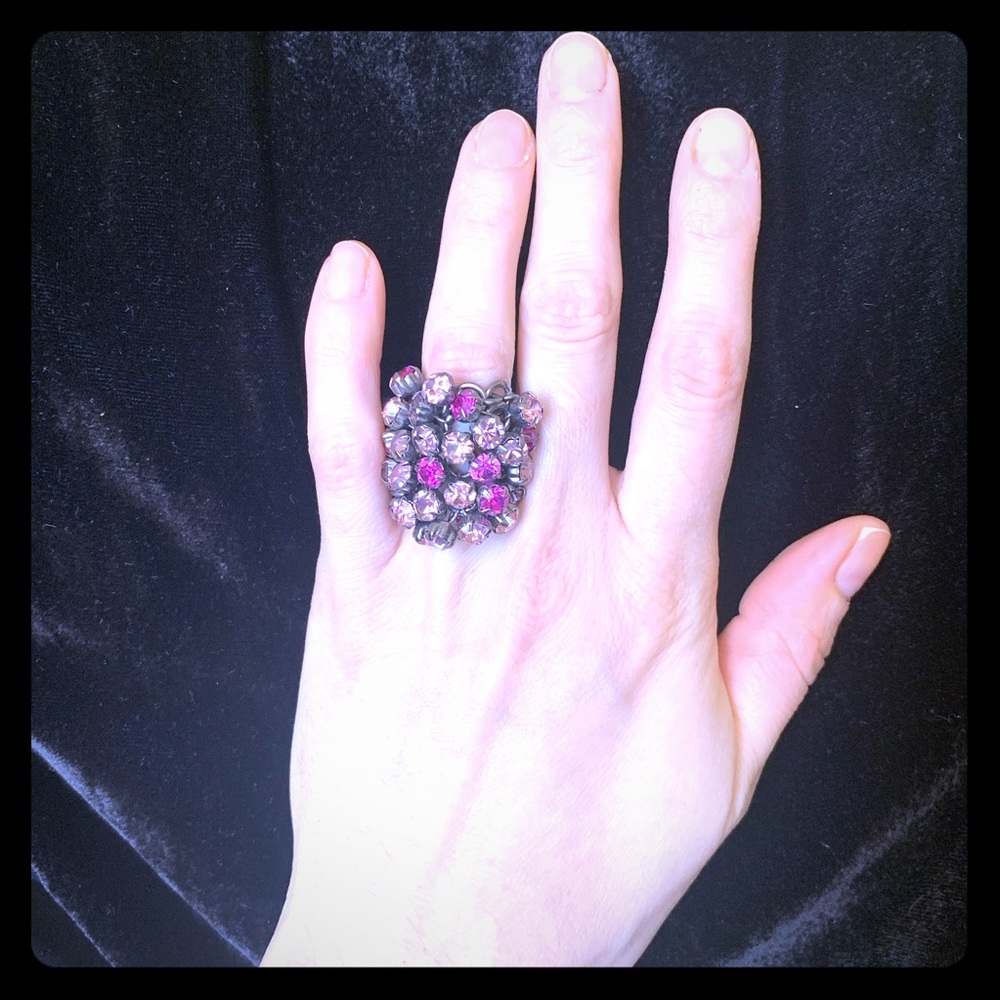 Pink rhinestone statement ring